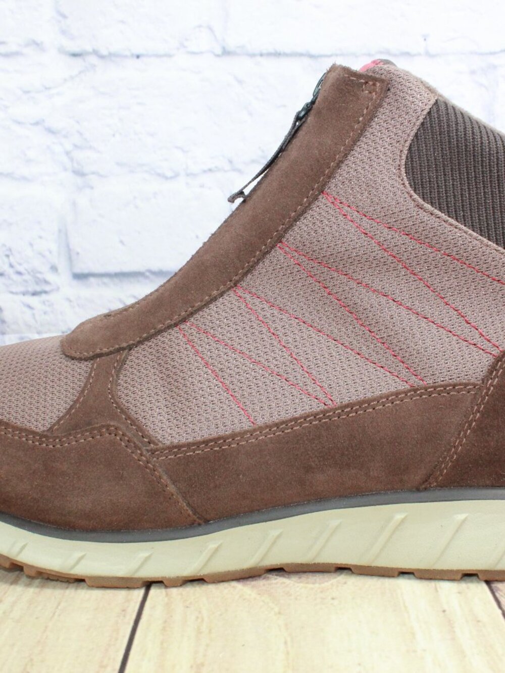LL Bean Mens Snow Sneaker 5 Brown Suede Zip Front Insulated Winter Boots Size 14